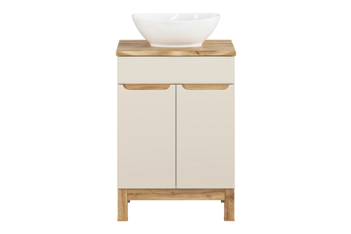 Set mobilier 60 cm cu blat, lavoar pe blat Lola, dulap înalt și dulap cu oglindă Bali Cashmere COMAD SET-BAC B NAT WOTAN 60CM UN LOLA HC MC [2]