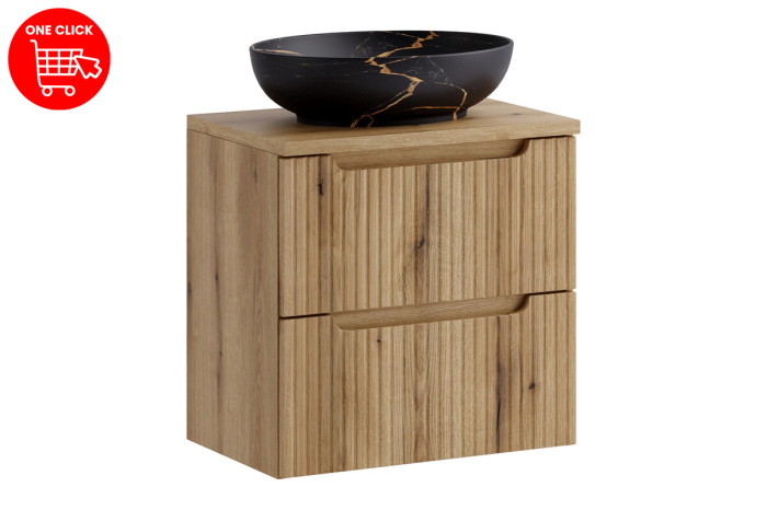 Set Mobilier Baie Nova Coast Evoke 60 cm, cu blat și lavoar pe blat Mona, Stejar - COMAD [2]