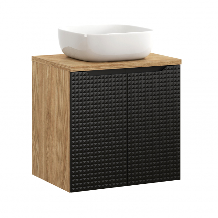 Set mobilier baie 60cm cu blat și lavoar Smile Luxor Black [1]