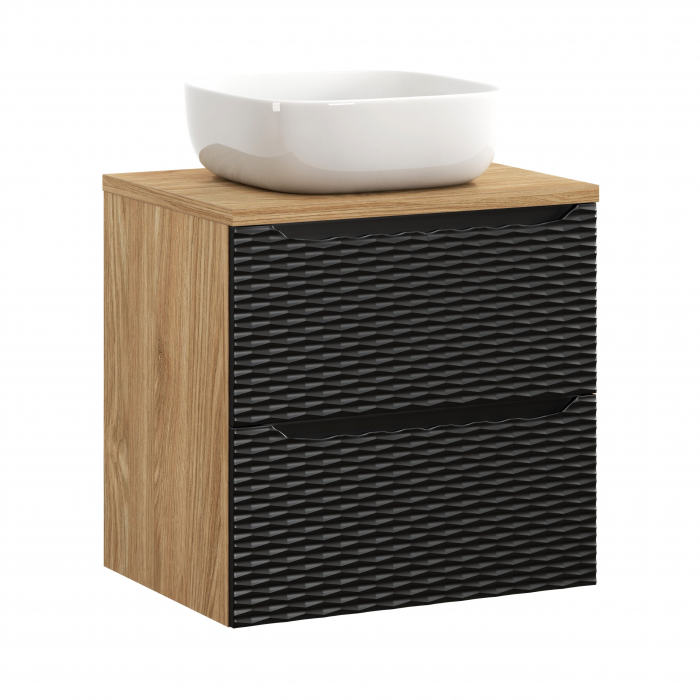 Set mobilier baie 60cm cu blat și lavoar Smile Ocean Black [1]