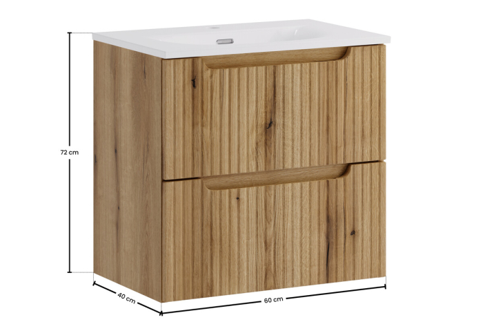 Set Mobilier Nova Coast Evoke 60 cm, cu Lavoar Încorporat SKY, Stejar - COMAD [3]