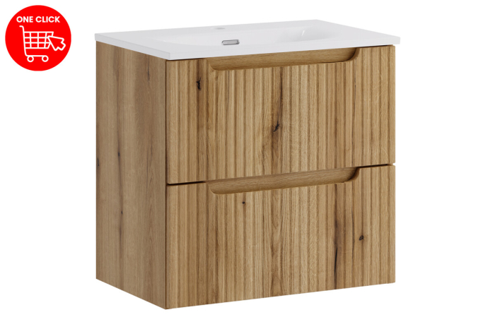 Set Mobilier Nova Coast Evoke 60 cm, cu Lavoar Încorporat SKY, Stejar - COMAD [2]