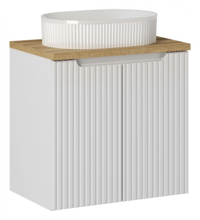 Set mobilier baie 60cm cu lavoar pe blat Nova White [1]