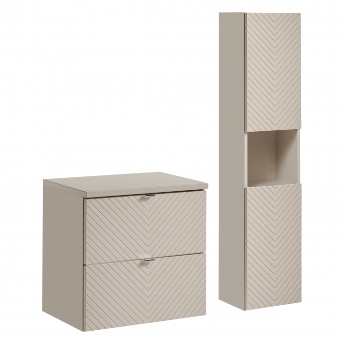 Set mobilier baie 60cm cu un blat și un dulap înalt Viva Cashmere [1]