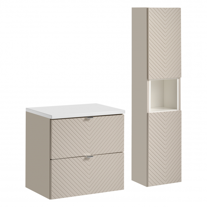 Set mobilier baie 60cm cu un blat și  dulap înalt Viva Cashmere [1]