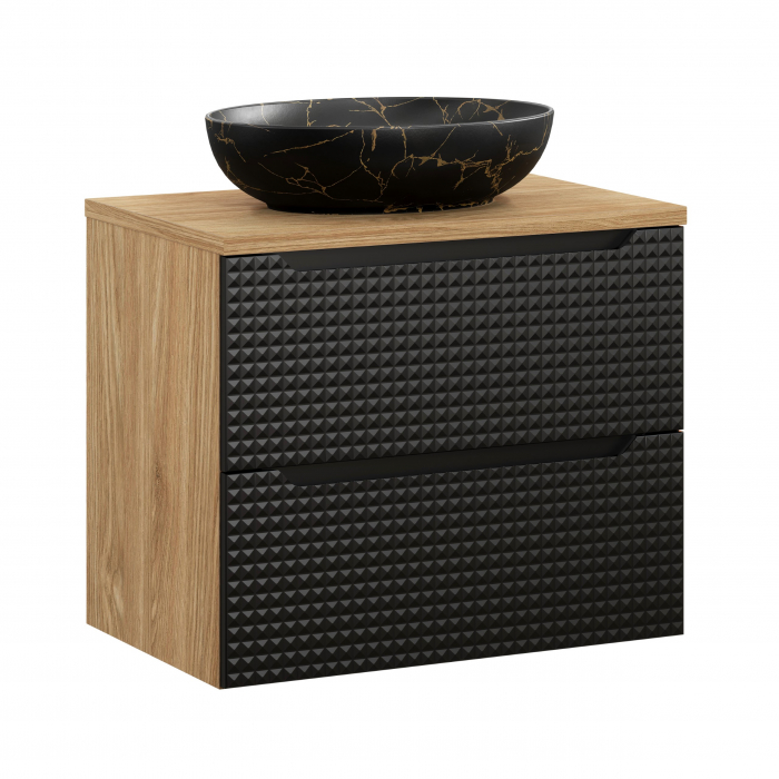 Set mobilier baie 70cm cu blat și lavoar Mona Luxor Black [1]