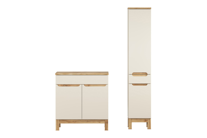 Set Mobilier Baie Bali Cashmere 80 cm, cu Blat și Coloană, Cașmir Mat - COMAD [2]