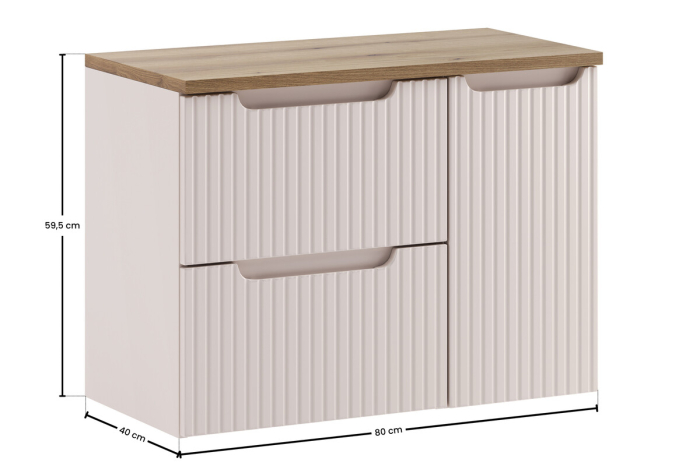 Set mobilier 80 cm cu blat și coloană cargo Nova Cashmere COMAD SET-NOC B OAK 80CM LC [4]