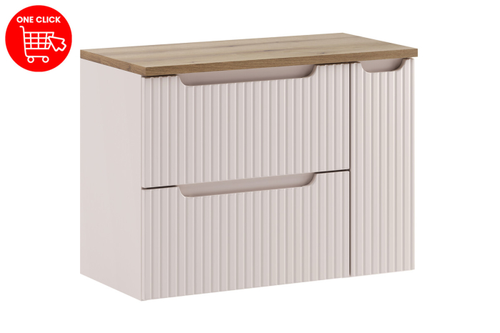 Set Mobilier Baie Nova Cashmere 80 cm, cu blat și coloană cargo, Cașmir Mat - COMAD [3]
