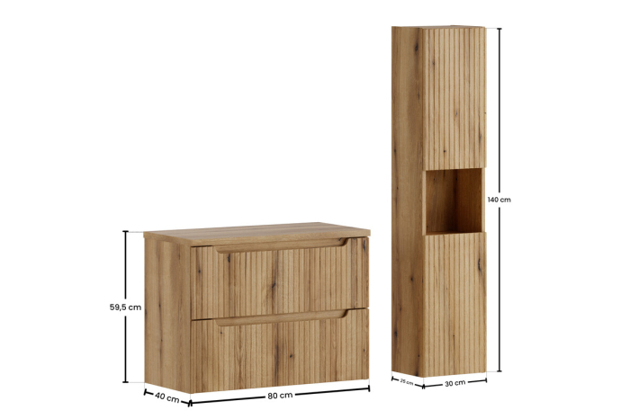 Set Mobilier Nova Coast Evoke 80 cm, cu blat și coloană, Stejar - COMAD [3]