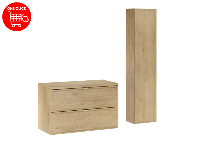 Set Mobilier Baie Terra Cremona 80 cm, cu Blat și Coloană Înaltă, Stejar Cremona - COMAD [2]