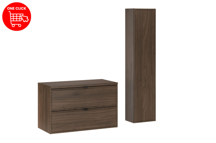 Set Mobilier Baie Terra Villa 80 cm, cu Blat și Coloană, Nuc Villa - COMAD [2]