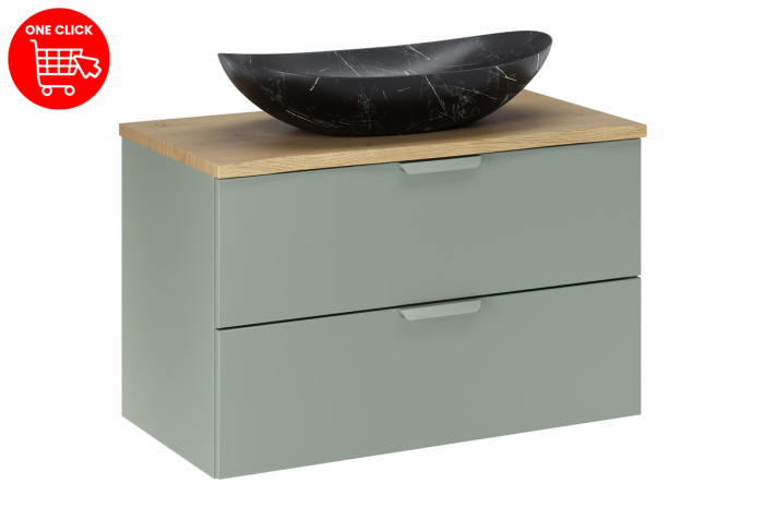 Set mobilier 80 cm cu blat și lavoar pe blat Lena Aster Green COMAD SET-ASG B CREMONA 80CM UN LENA [2]