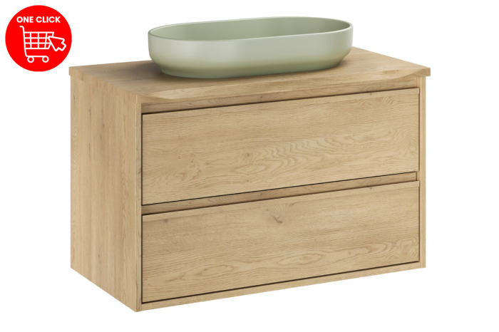 Set Mobilier Viola Cremona 80 cm, cu Blat și Lavoar pe Blat River, Stejar Cremona - COMAD [2]