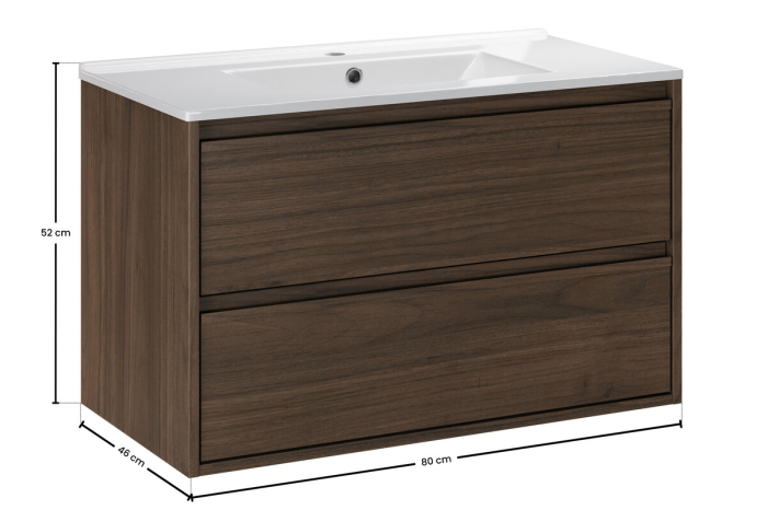 Set Mobilier Viola Villa 80 cm, cu lavoar, Nuc Villa - COMAD [3]