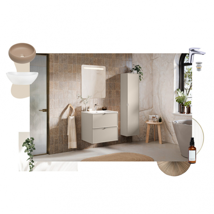 Set mobilier baie 80 cm, finisaj Cashmere, FLY Bella, cu lavoar, COMAD [4]