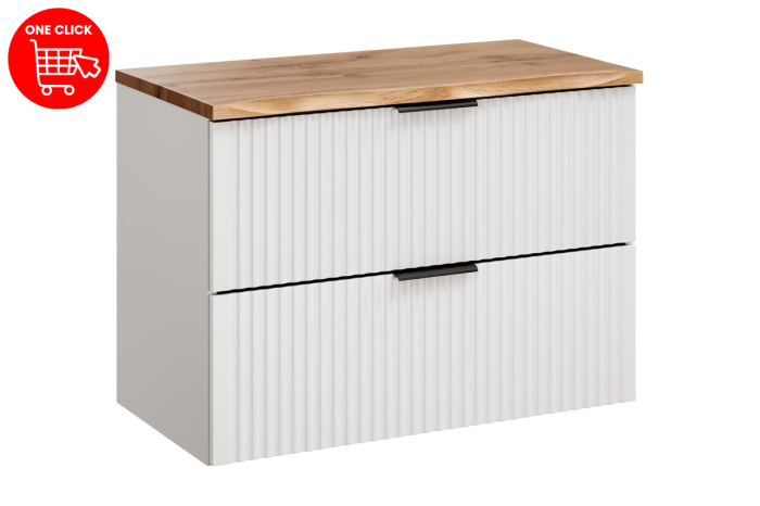 Set Mobilier Baie Adel White 80 cm, cu Blat, Alb Mat - COMAD [2]
