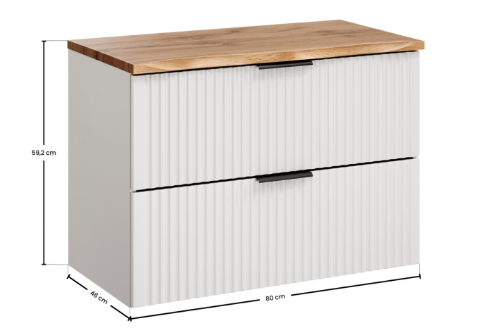 Set Mobilier Baie Adel White 80 cm, cu Blat, Alb Mat - COMAD [3]