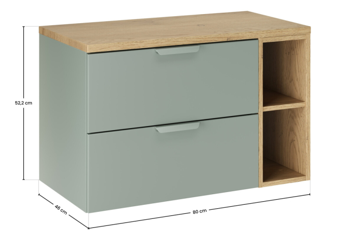 Set Mobilier Baie Aster Green 80 cm, cu blat, Verde Mat - COMAD [3]