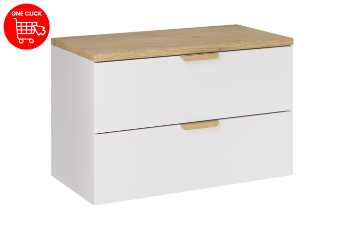 Set Mobilier Aster White 80 cm, cu Blat, Alb Mat, Stejar Cremona - COMAD [2]