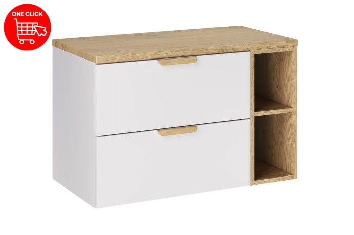Set Mobilier Baie Aster White 80 cm, cu Blat, Alb Mat, Stejar Cremona - COMAD [2]