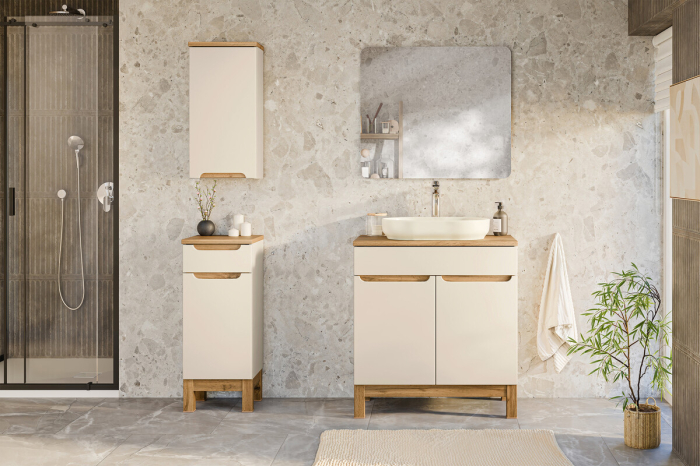 Set mobilier 80cm cu blat, lavoar pe blat Cloud și dulap înalt Bali Cashmere COMAD SET-BAC B WOTAN 80CM UN CLOUD HC [6]