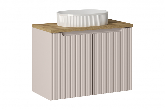 Set mobilier baie 80cm cu blat, lavoar Beyond și dulap înalt Nova Cashmere [2]