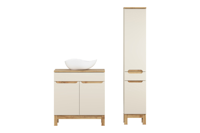 Set mobilier 80cm cu blat, lavoar pe blat Cloud și dulap înalt Bali Cashmere COMAD SET-BAC B WOTAN 80CM UN CLOUD HC [2]