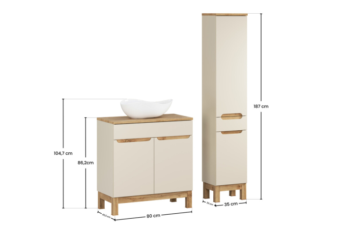 Set mobilier 80cm cu blat, lavoar pe blat Cloud și dulap înalt Bali Cashmere COMAD SET-BAC B WOTAN 80CM UN CLOUD HC [4]