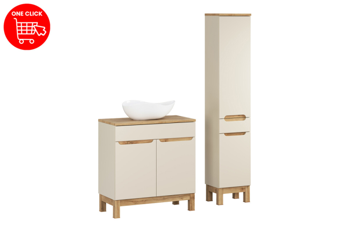 Set mobilier 80cm cu blat, lavoar pe blat Cloud și dulap înalt Bali Cashmere COMAD SET-BAC B WOTAN 80CM UN CLOUD HC [3]