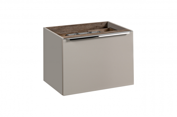 Set mobilier baie 80cm cu blat, lavoar Smile, dulap înalt și dulap cu oglindă Santa Fe Taupe [2]