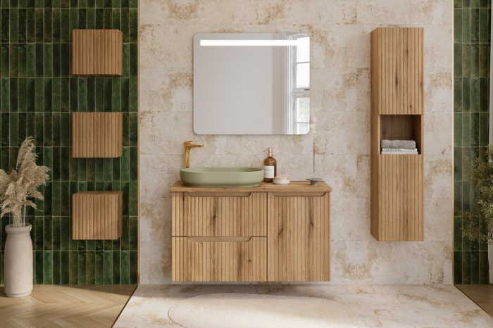 Set Mobilier Nova Coast Evoke 80 cm, cu blat și lavoar pe blat Beyond, Stejar - COMAD [4]