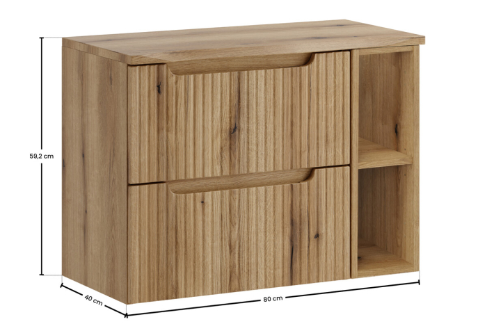 Set Mobilier Baie Nova Coast Evoke 80 cm, cu Blat, Stejar - COMAD [3]