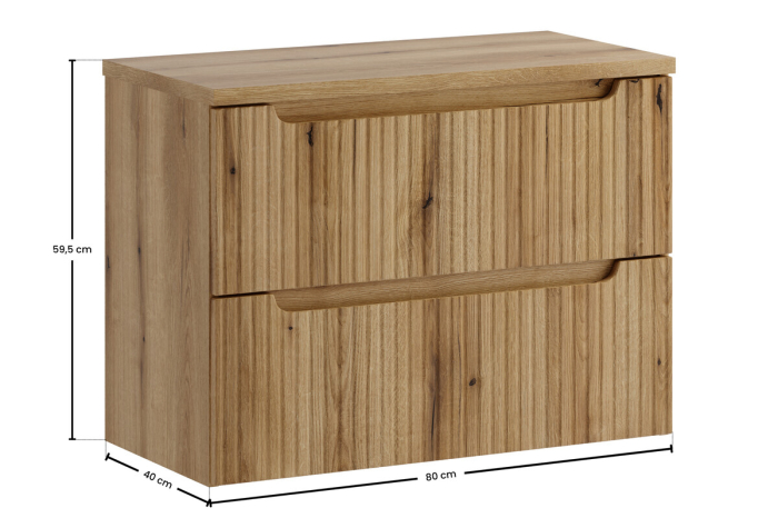 Set Mobilier Baie Nova Coast Evoke 80 cm, cu blat, Stejar - COMAD [3]