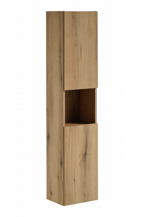 Set mobilier baie 100cm cu blat, 2 lavoare Gaja și dulap înalt Nova Oak [5]