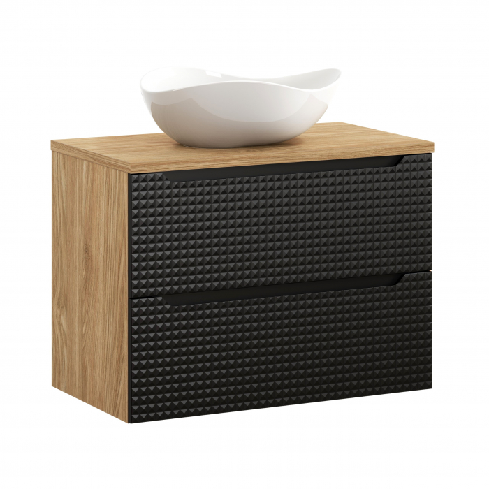 Set mobilier baie 80cm cu blat și lavoar Cloud Luxor Black [1]
