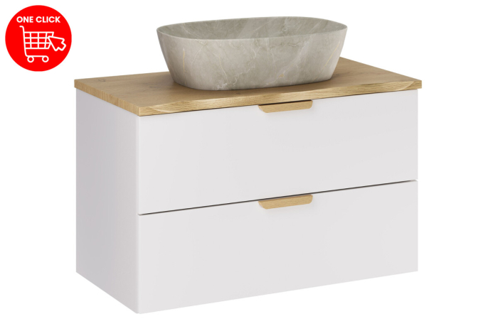 Set mobilier 80cm cu blat și lavoar pe blat Anna Aster White COMAD SET-ASWBNATCREMONA80CMUNANNNNA [2]