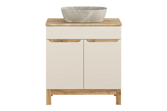 Set mobilier 80cm cu blat, lavoar pe blat Anna, dulap înalt și dulap cu oglindă Bali Cashmere COMAD SET-BAC B NAT WOTAN 80CM UN ANNA HC MC [2]
