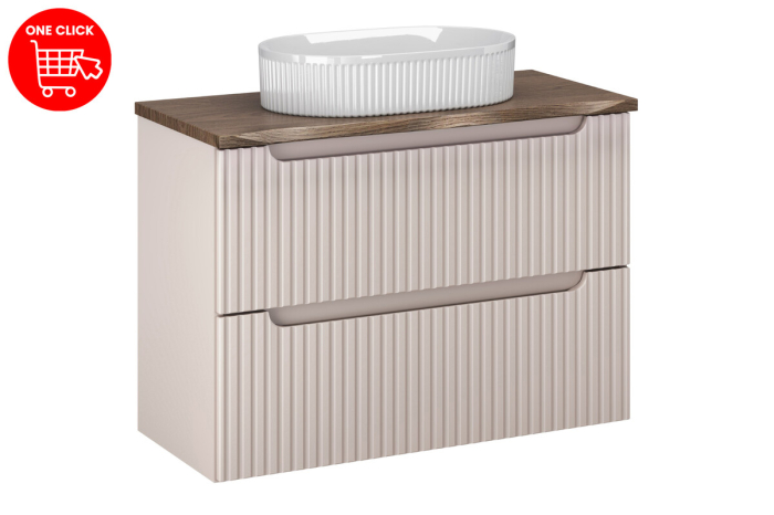 Set Mobilier Baie Nova Cashmere 80 cm, cu Blat și Lavoar Beyond, Cașmir Mat - COMAD [2]