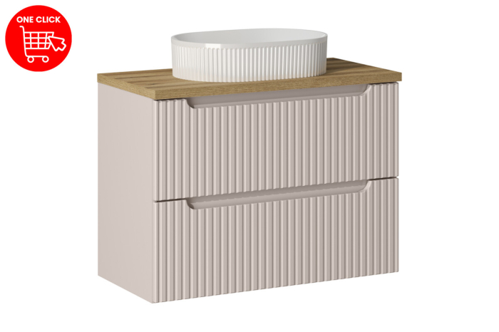 Set Mobilier Nova Cashmere 80 cm, cu Blat și Lavoar pe Blat Beyond, Stejar Coast Evoke și Cașmir Mat - COMAD [2]