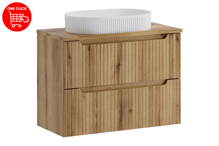 Set Mobilier Nova Coast Evoke 80 cm, cu blat și lavoar pe blat Beyond, Stejar - COMAD [2]