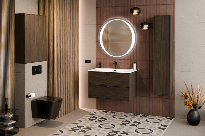 Set Mobilier Baie Terra Villa 80 cm, cu Blat, Nuc Villa - COMAD [5]