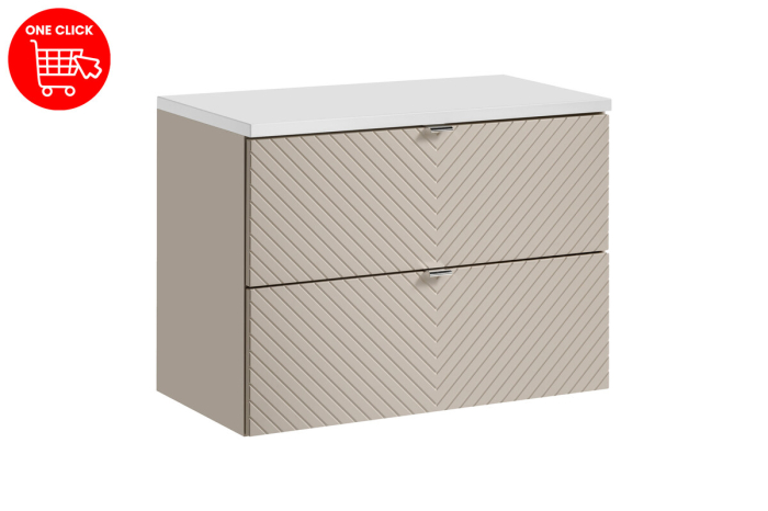 Set Mobilier Baie Viva Cashmere 80 cm, cu blat, Alb Mat, Cașmir Mat - COMAD [2]