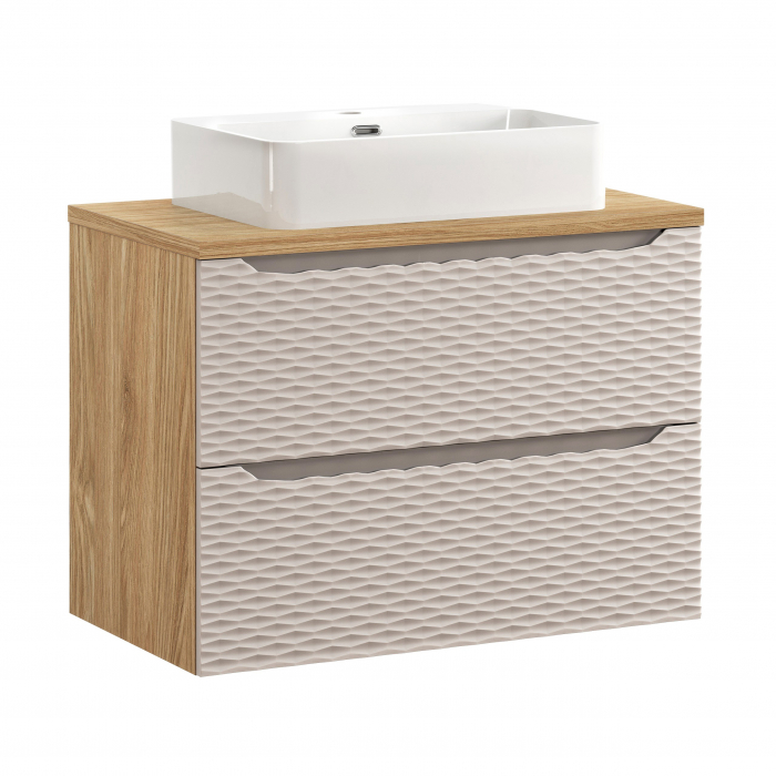 Set mobilier baie 80cm cu blatul de lucru și lavoar Trust Ocean Beige [1]