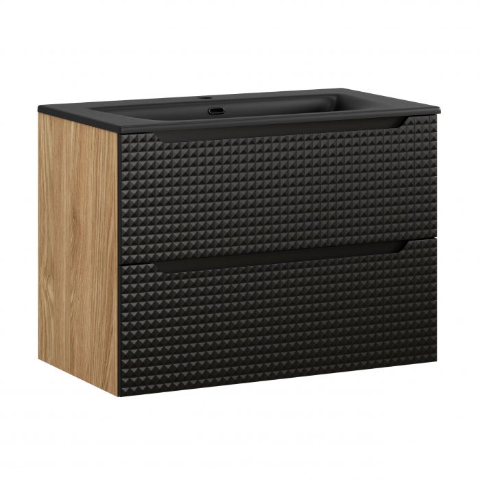 Set mobilier baie 80cm cu dulap lavoar SKY Luxor Black [1]