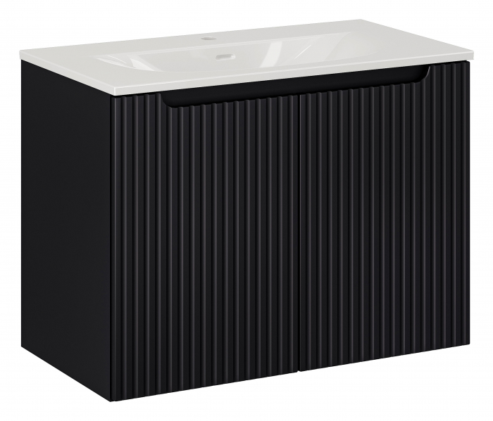Set mobilier baie 80cm cu dulap lavoar SKY Nova Black [1]