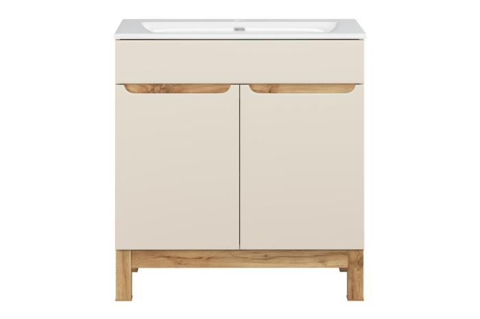 Set Mobilier Baie Bali Cashmere 80 cm, cu Lavoar și Dulap, Cașmir Mat - COMAD [2]