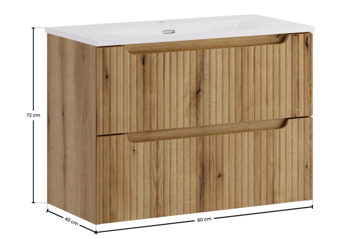 Set Mobilier Nova Coast Evoke 80 cm, cu Lavoar SKY și Dulap, Stejar - COMAD [3]