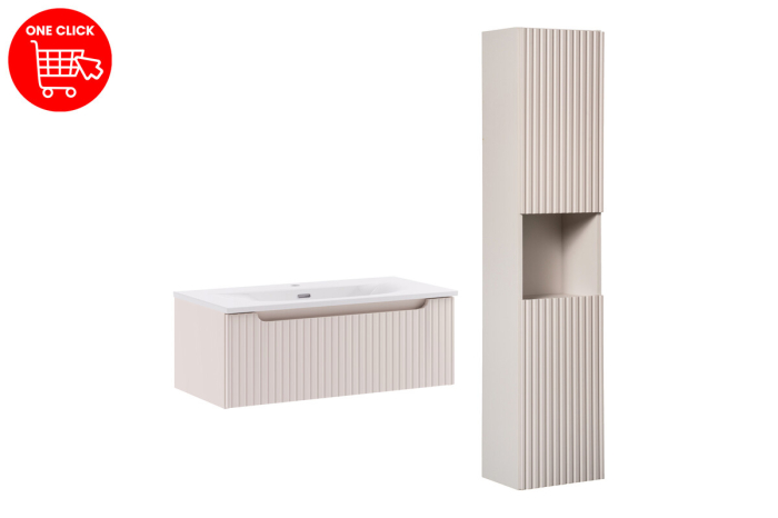 Set mobilier 80cm cu lavoar cu dulap SKY și dulap înalt Nova Cashmere COMAD SET-NOC 80CM 1S SKY 3 HC [2]