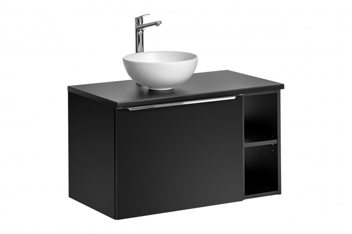 Set mobilier baie 80cm cu lavoar pe blat Santa Fe Negru [1]
